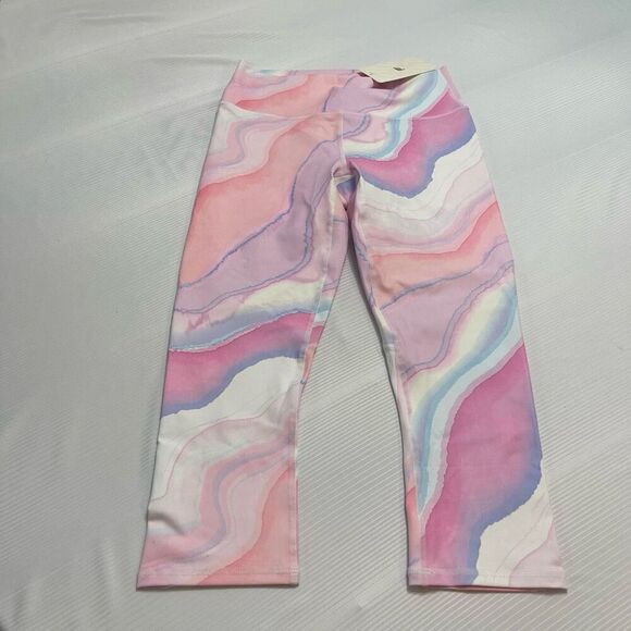 NWT Fabletics High Waisted Ombré Printed Powerhold Crop Leggings Size Medium New - Picture 1 of 9